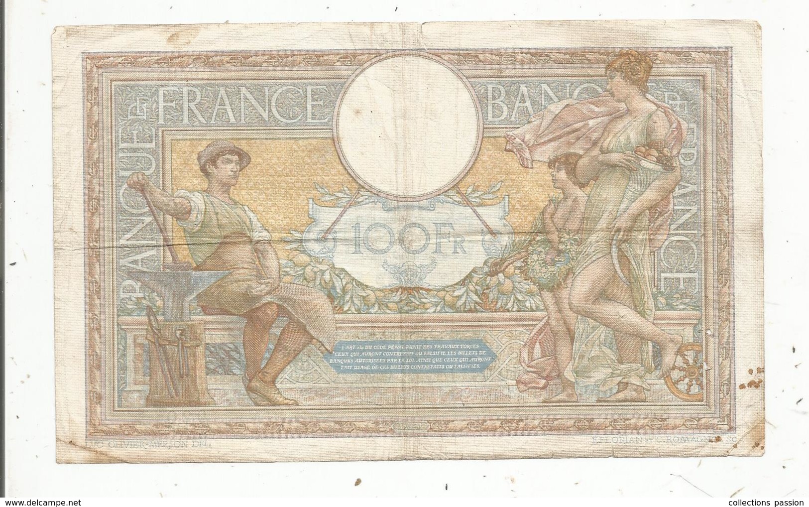 Billet , Cent Francs, 100 , 2-2-1939 , LUC OLIVIER MERSON , 2 Scans, Frais Fr 1.55 E - 100 F 1908-1939 ''Luc Olivier Merson''
