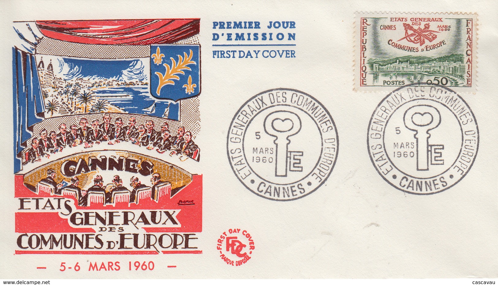 Enveloppe  FDC  1er  Jour   FRANCE   Etats  Généraux  Des  Communes  D' Europe   CANNES   1960 - 1960-1969