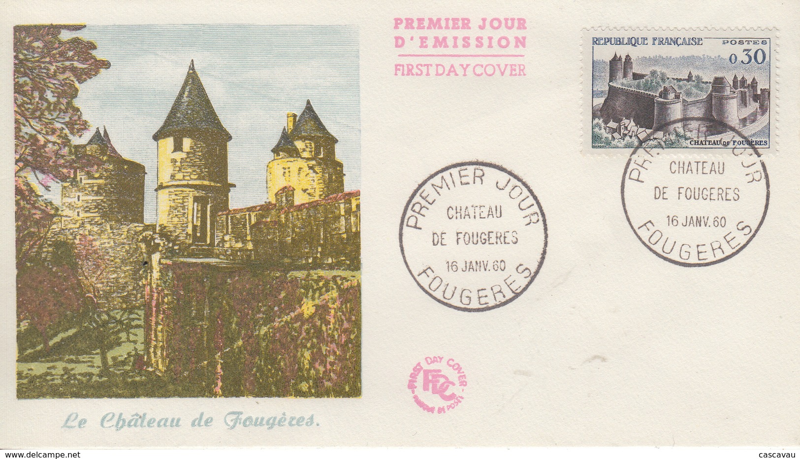 Enveloppe  FDC 1er  Jour   FRANCE   Chateau  De  FOUGERES   1960 - 1960-1969