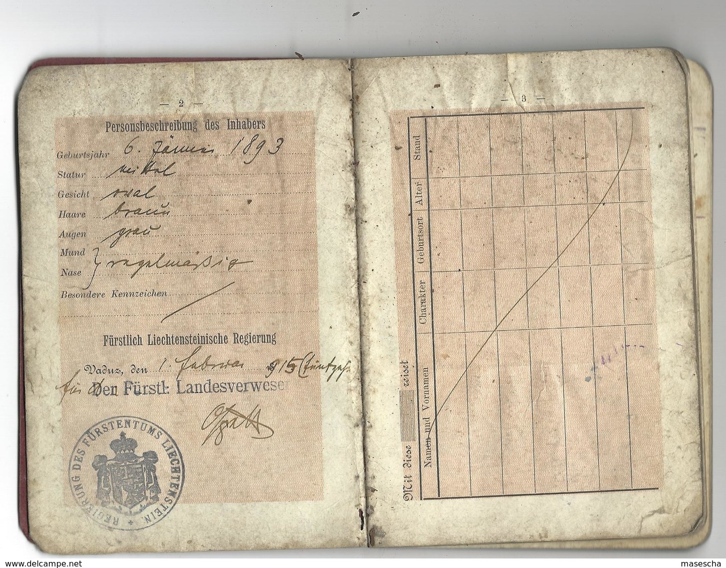 Passeport - Reisepass LIECHTENSTEIN 1915 = 24 Pictures / Bilder - Documenti Storici
