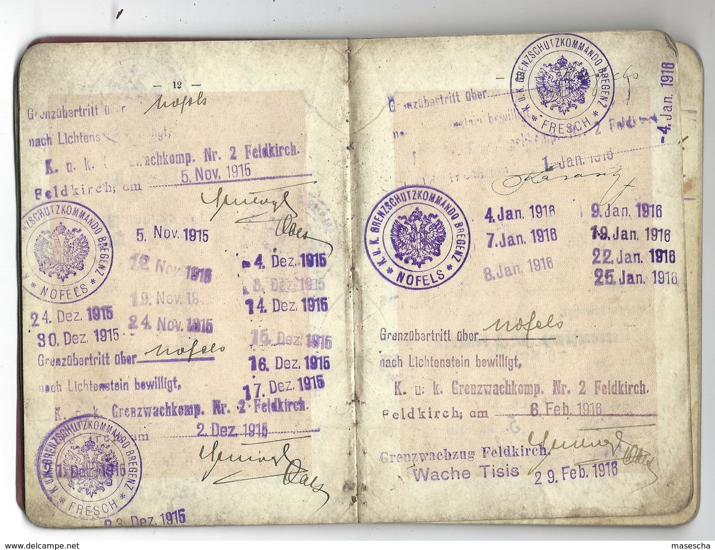 Passeport - Reisepass LIECHTENSTEIN 1915 = 24 pictures / Bilder