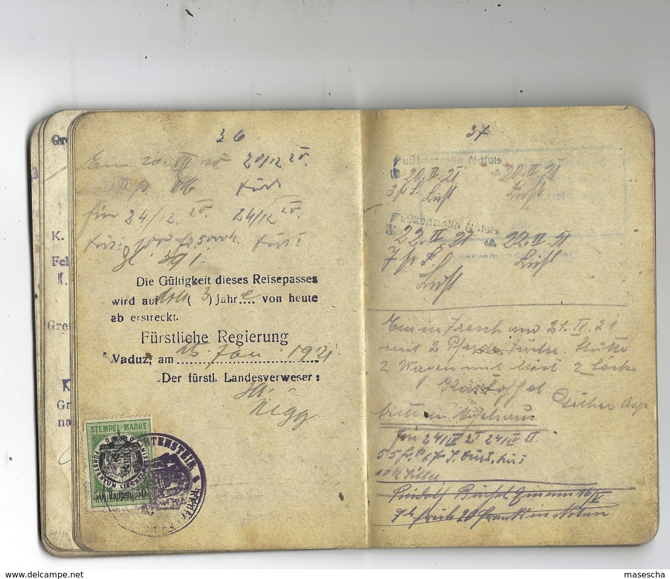 Passeport - Reisepass LIECHTENSTEIN 1915 = 24 pictures / Bilder