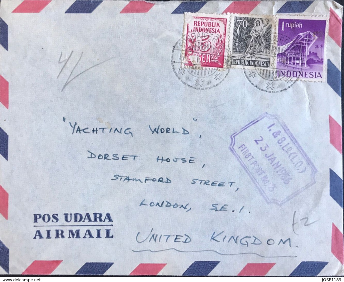 ◆◆INDONESIA  1956  AIR MAIL TO ENGLAND - Indonesia