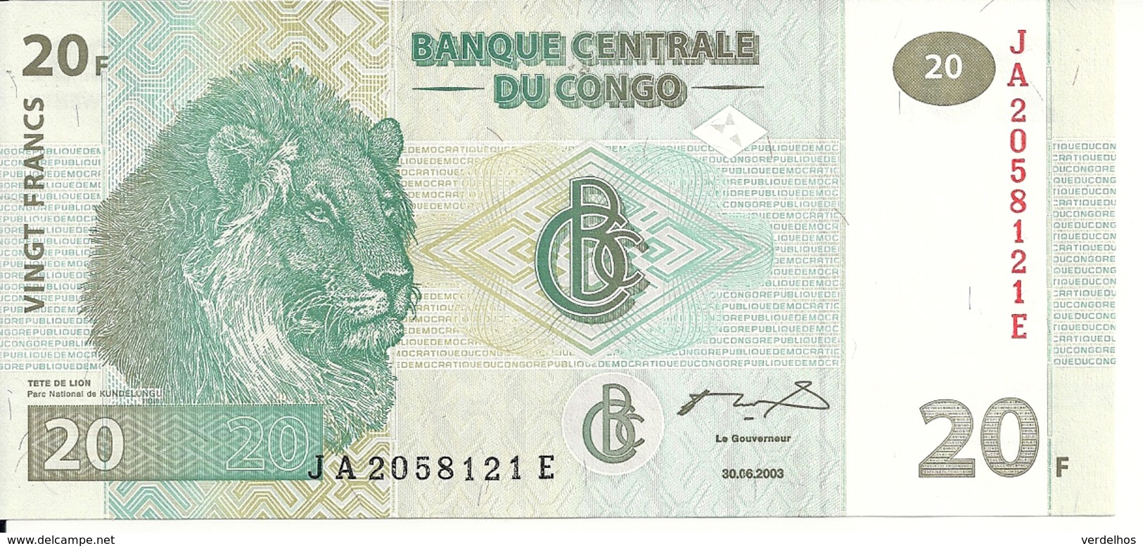 CONGO 20 FRANCS 2003 UNC P 94 - Unclassified