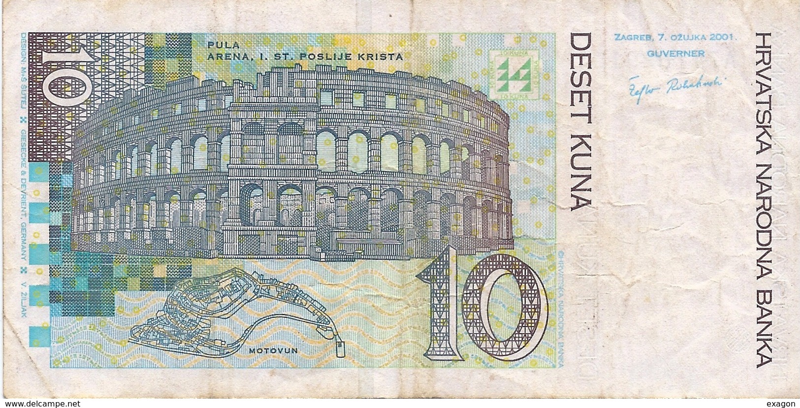 N. 1 Banconota  Da  10  KUNA  Croazia   -  ANNO  2001 - Croatie