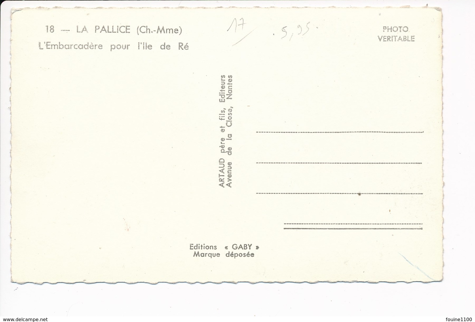 Carte De La Pallice  L' Embarcadère Pour L' île De Ré  ( Format C.P.A )( Recto Verso ) - Autres & Non Classés