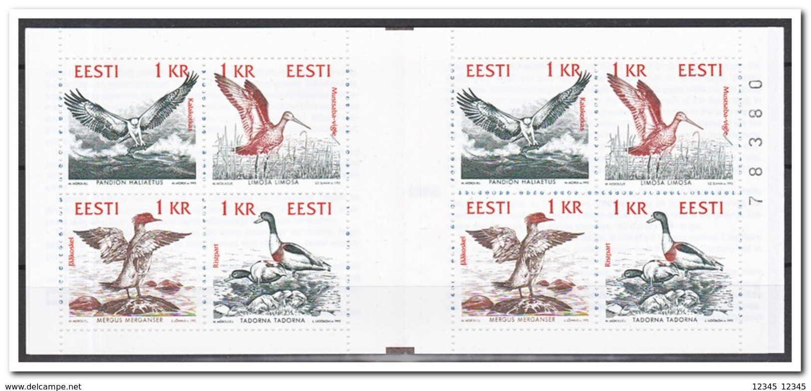 Estland 1992, Postfris MNH, Birds, Booklet - Estland