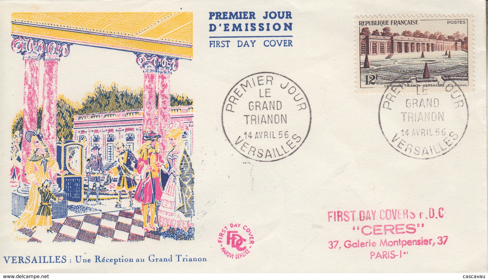 Enveloppe  FDC  1er  Jour   FRANCE   Le  GRAND   TRIANON   VERSAILLES   1956 - 1950-1959