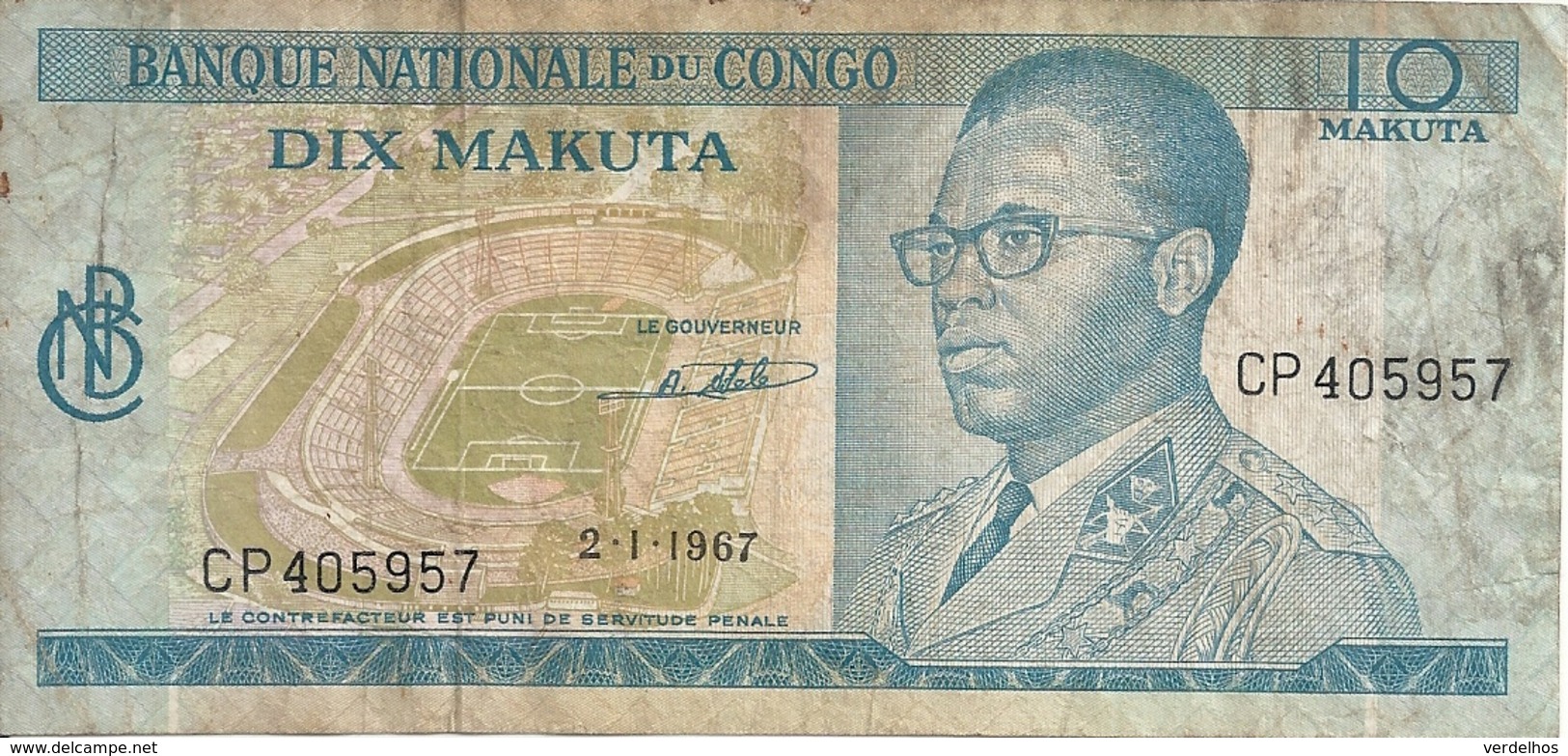 CONGO 10 MAKUTA 1967 VG+ P 9 - Non Classés