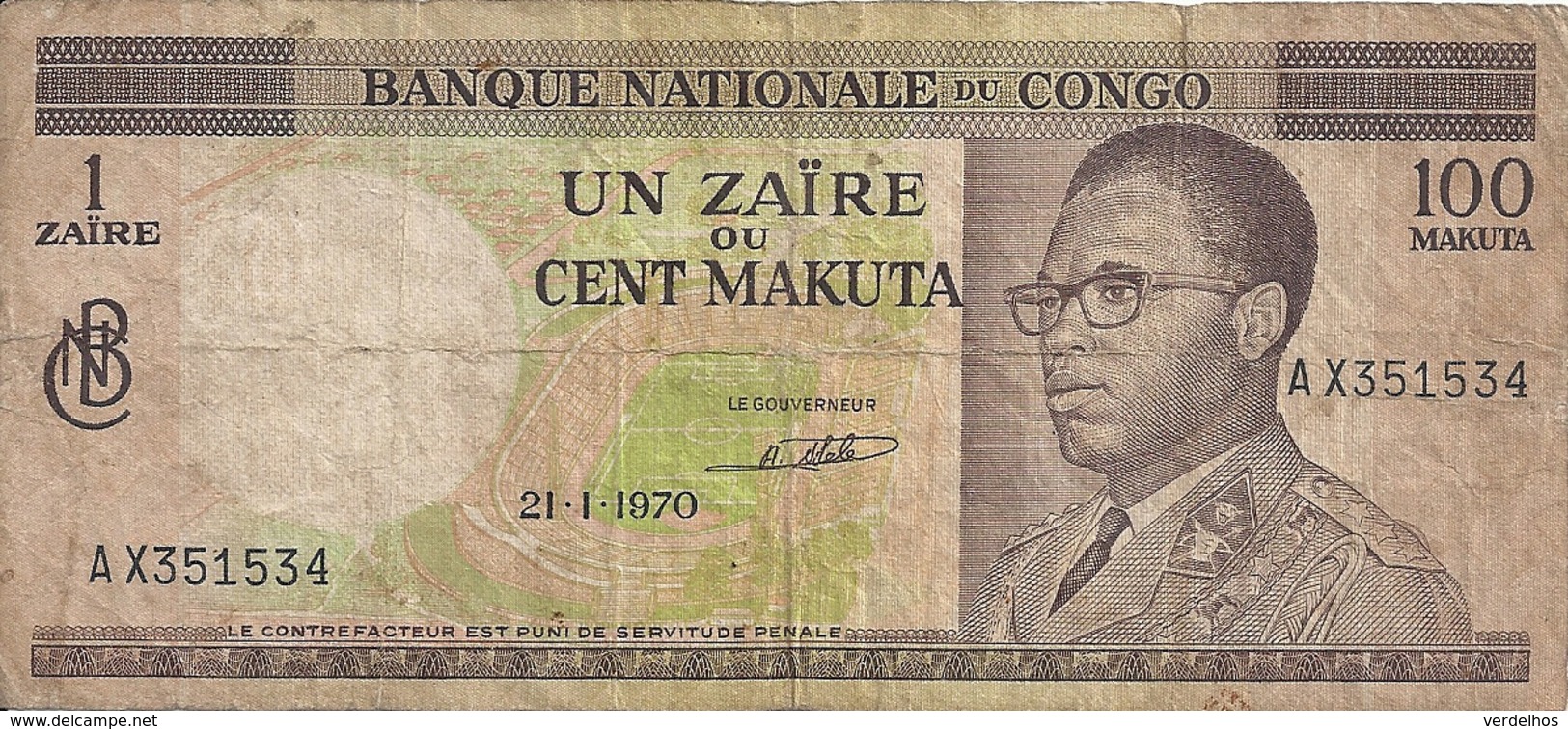 CONGO 1 ZAIRE 1970 VG+ P 12 B - Non Classés