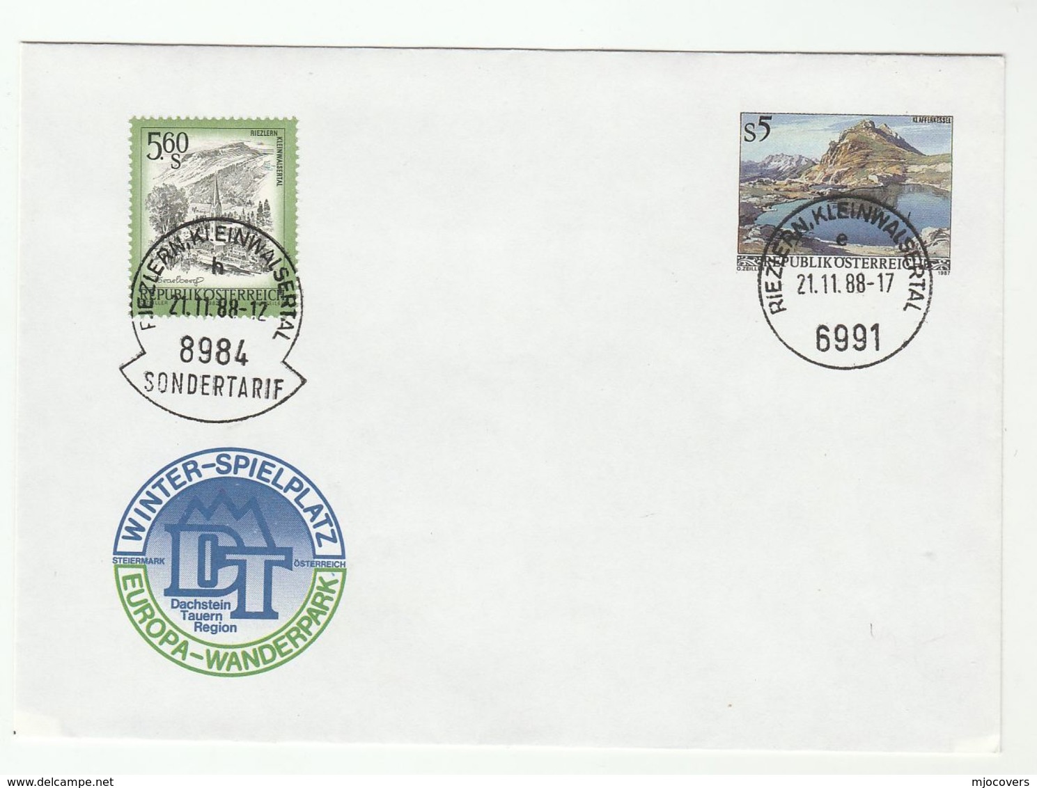 1988 AUSTRIA EUROPA WANDERPARK Illus  UPRATED Postal STATIONERY COVER Stamps SONDERTARIF Pmk - Other & Unclassified