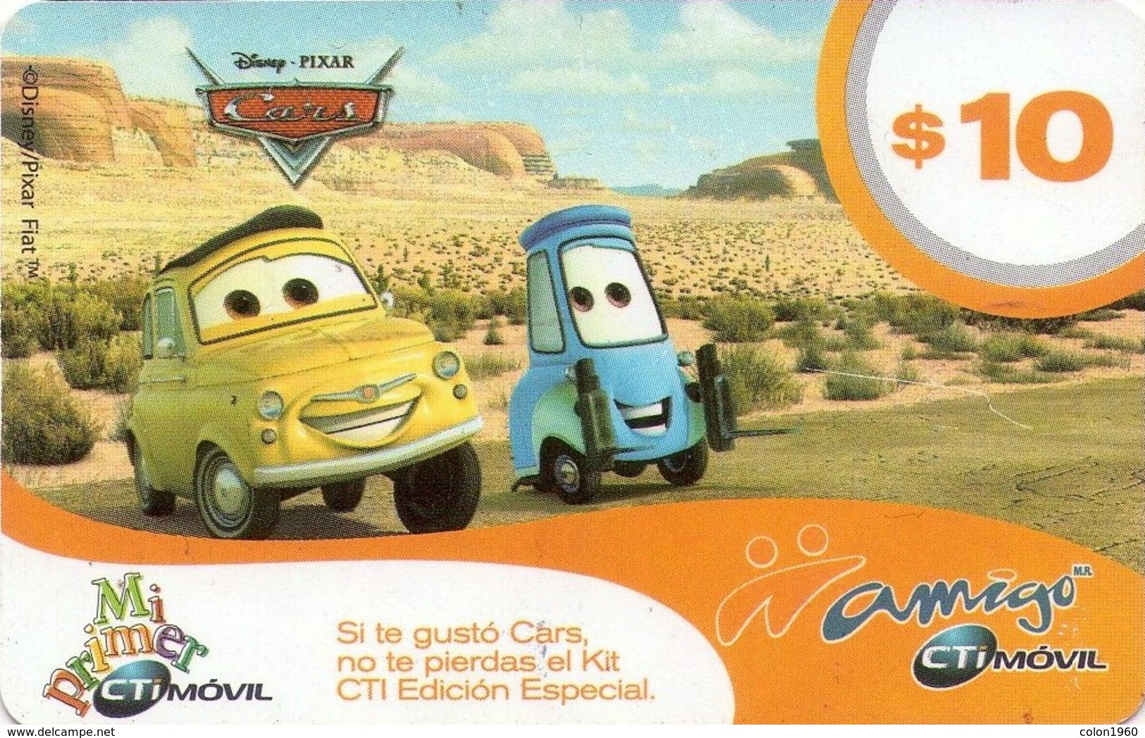 TARJETA TELEFONICA DE ARGENTINA, PREPAGO. CTI-071B, DISNEY - CARS - 2 CARS (031) TRANSTEX - Disney