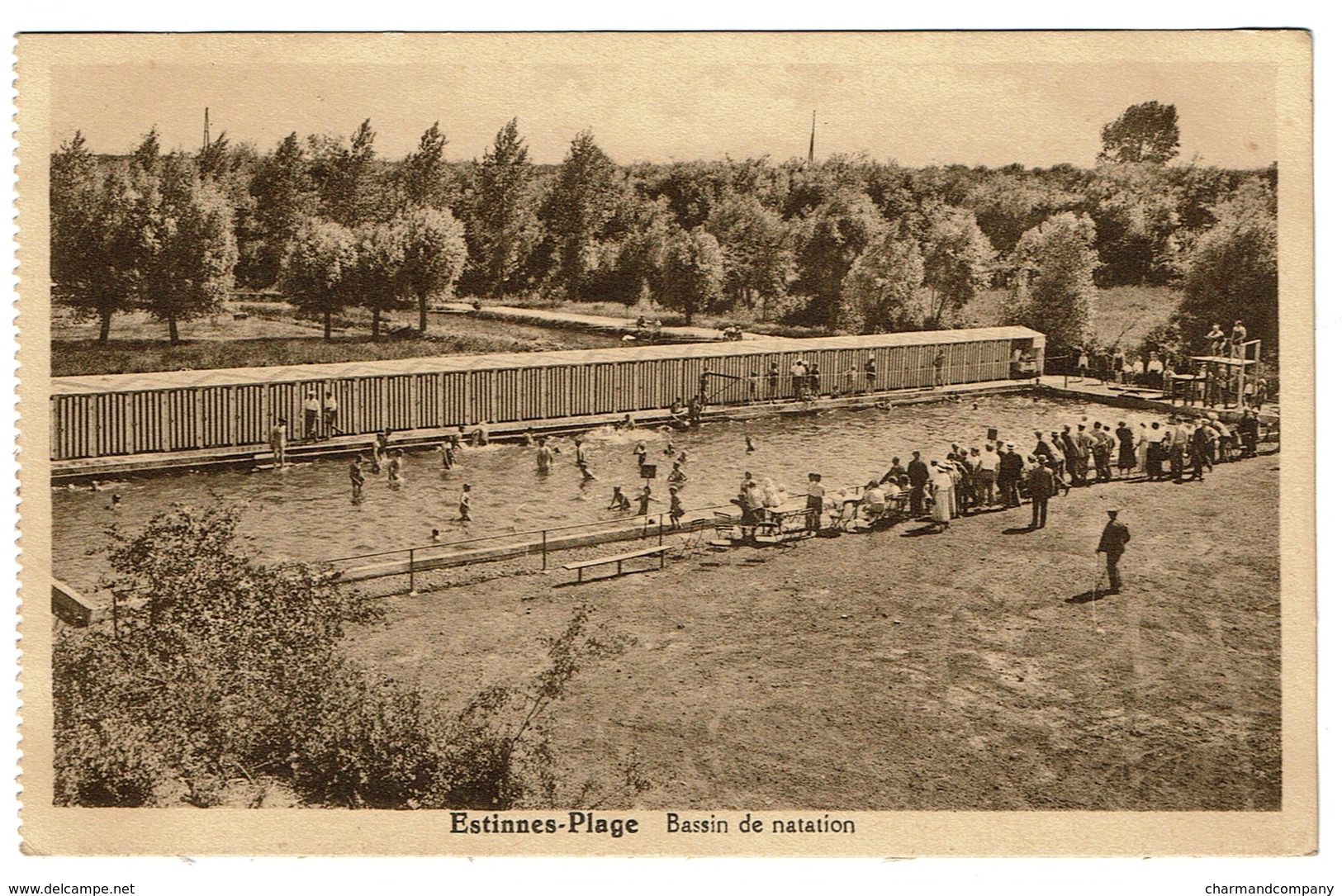 Estinnes-plage - Bassin De Natation - Circulée En 1945 - Edit. Marlière-Lenain, Estinnes-au-Mont - 2 Scans - Estinnes