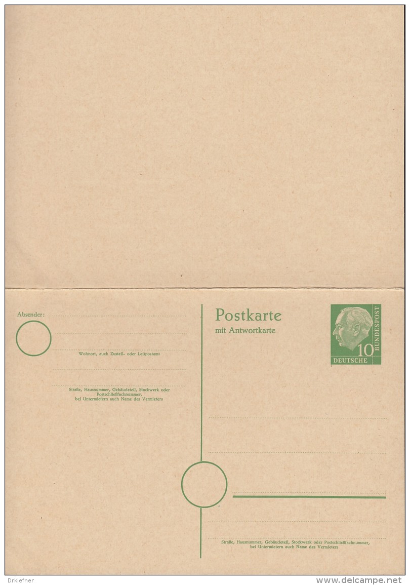 BRD P 21 F+A, Ungebraucht, Heuss 1954 - Postkarten - Ungebraucht