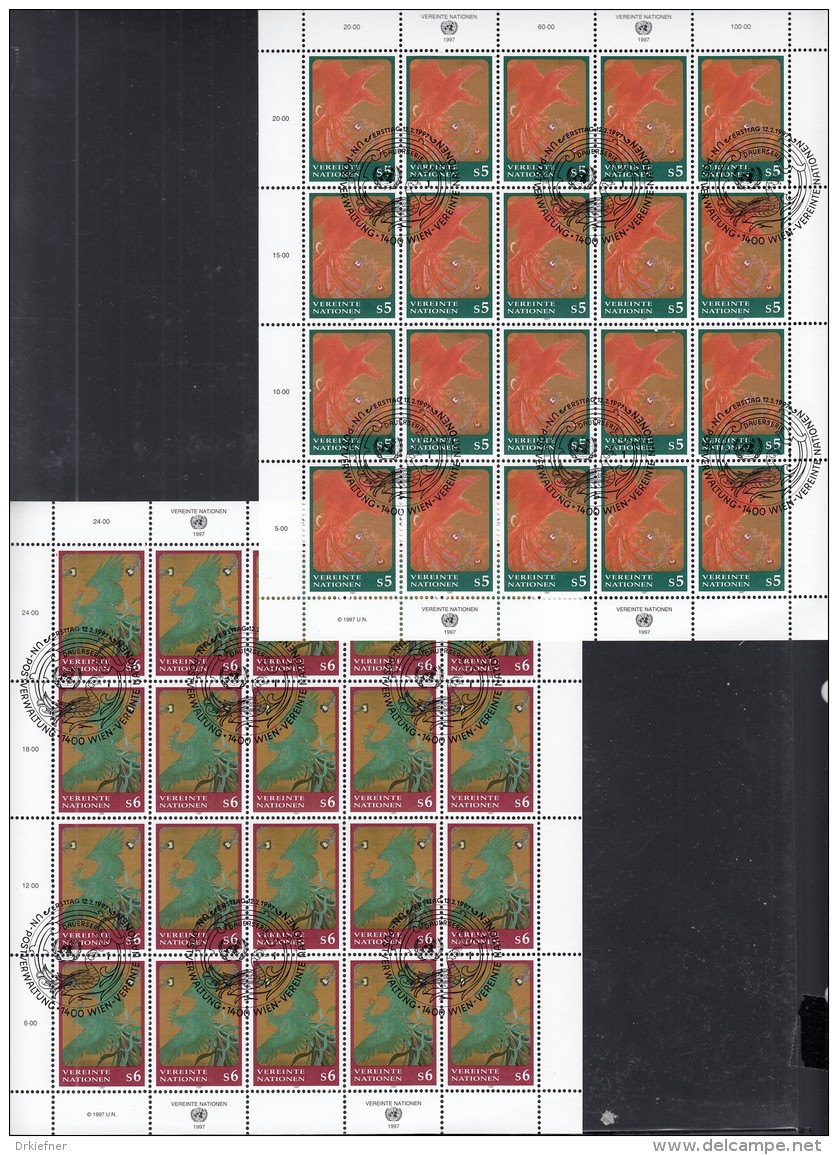 UNO WIEN, 220-221, Bogensatz (4x5), Gestempelt, Freimarken 1997 - Hojas Y Bloques