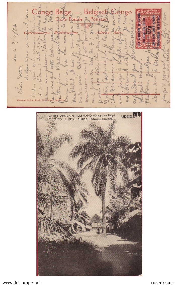 Belgisch Congo Belge Surchargé Est Africain Allemand Occupation Duitsch Oost Afrika Belgische Bezetting Obliteration - Lettres & Documents