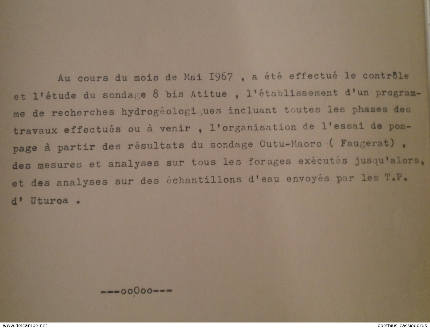 POLYNESIE : MISSION HYDROGEOLOGIQUE  RAPPORT D'ACTIVITE Mois De Mai 1967 (Voir Résumé En Photo 3) - Outre-Mer