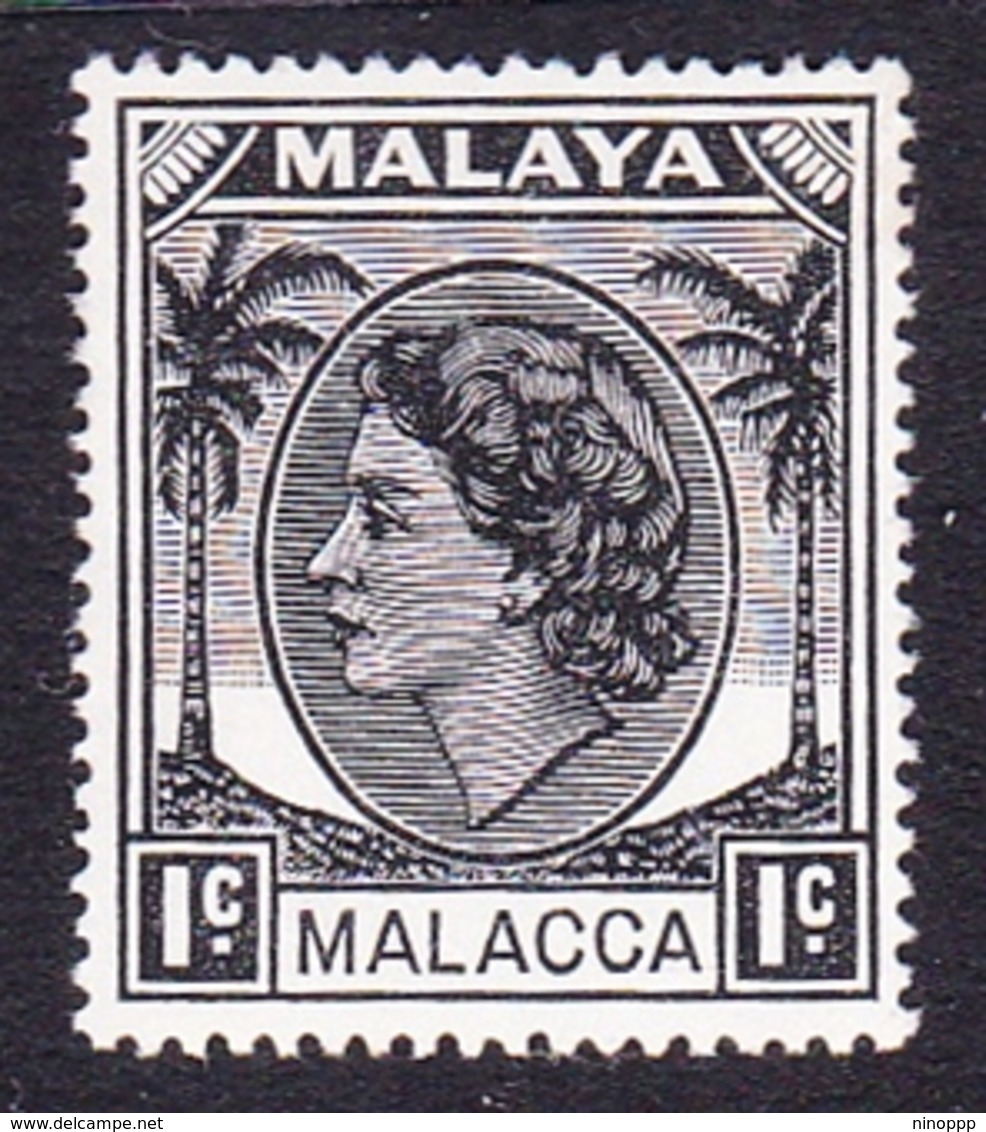 Malaysia-Malacca SG 23 1954 Queen Elizabeth II, 1c Black, Mint Hinged - Malacca