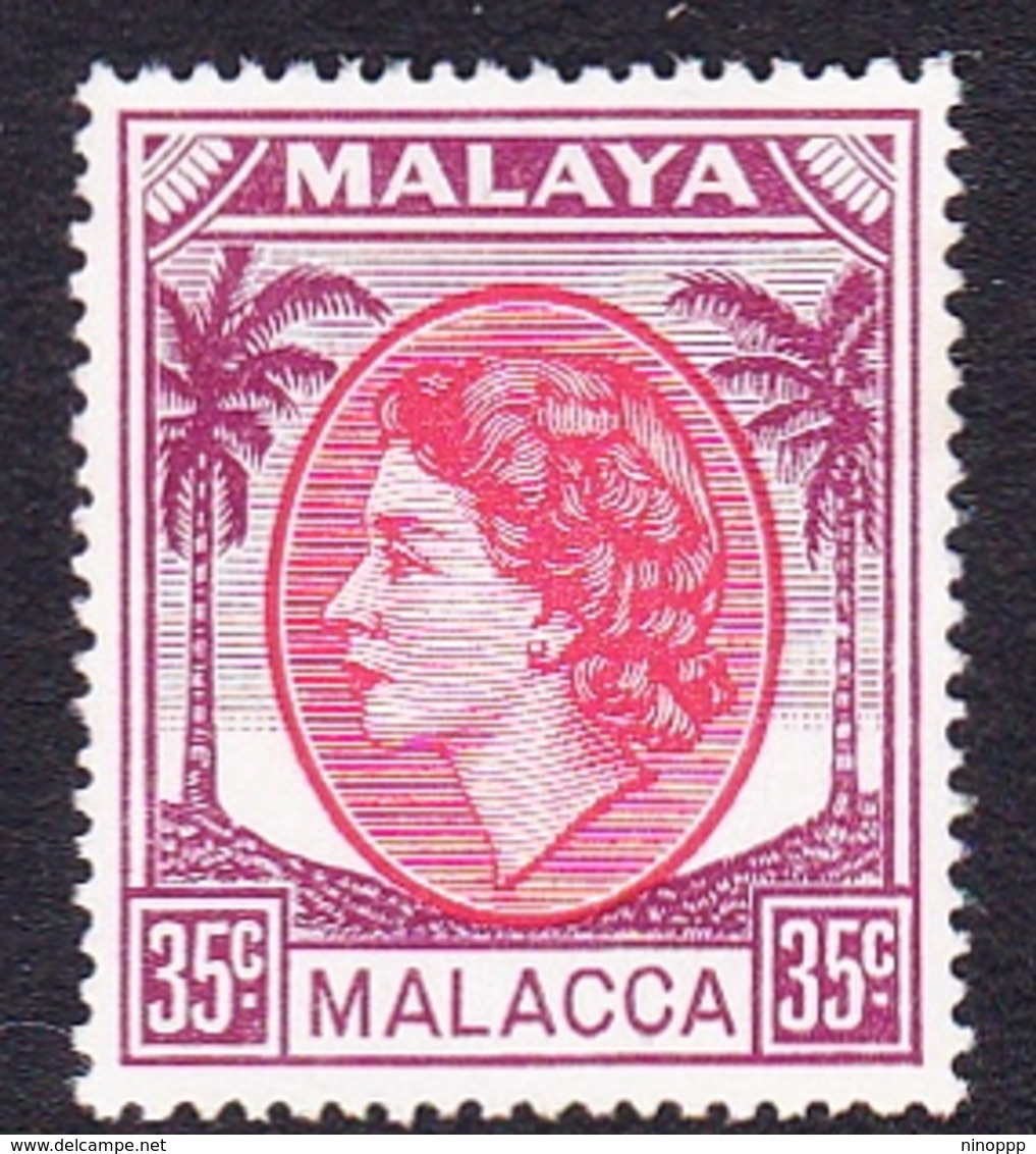 Malaysia-Malacca SG 34 1954 Queen Elizabeth II, 35c Rose-red And Brown Purple, Mint Hinged - Malacca