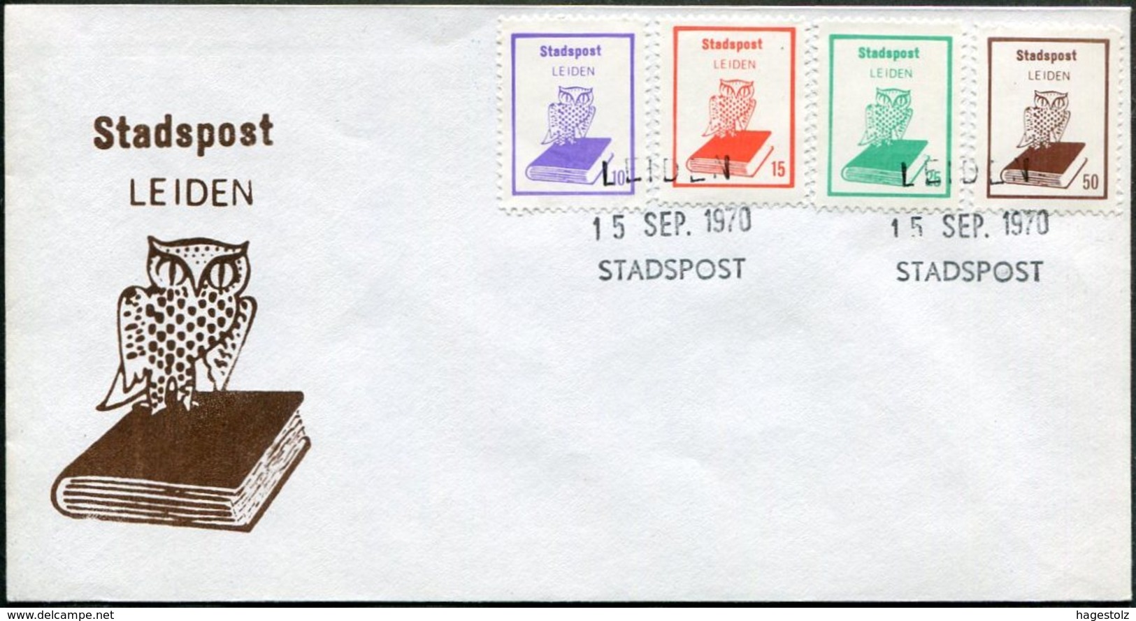 OWL Netherlands 1970 Leiden Stadspost FDC Local Private Post Bird Eule Hibou Privatpost Poste Privée Pays-Bas Nederland - Owls