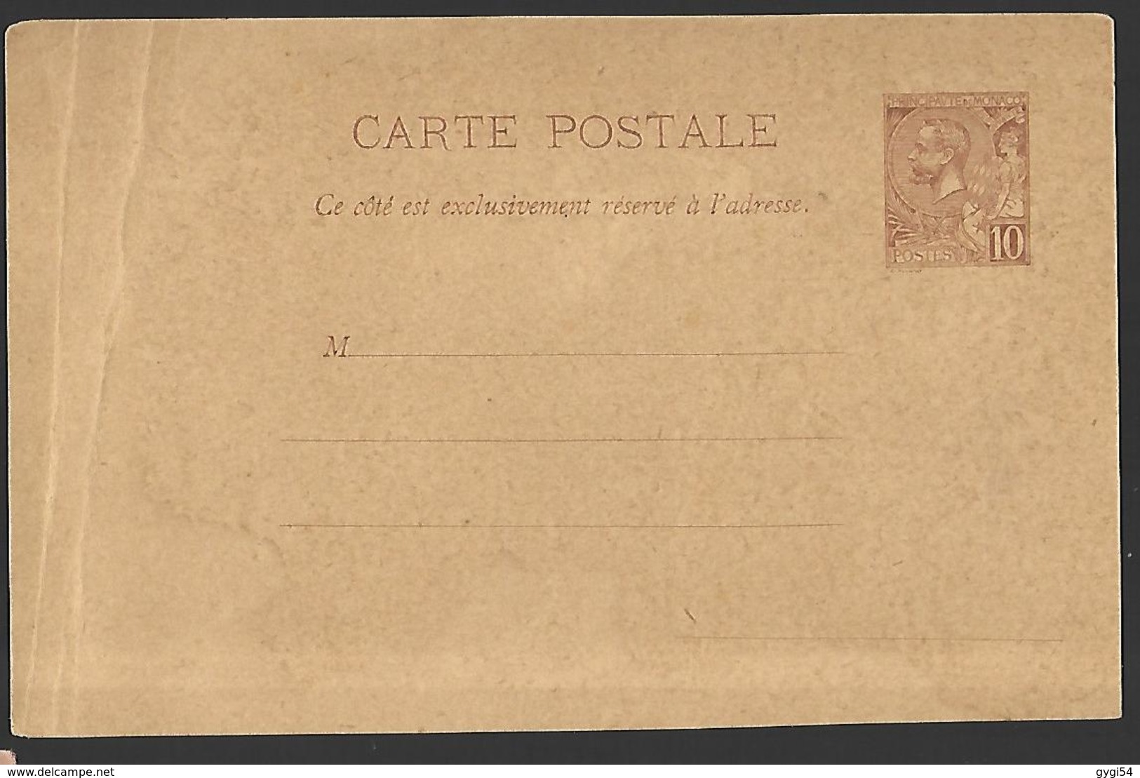 Entier Postal De MONACO Albert 1er  Plis Latéraux - Non Classés