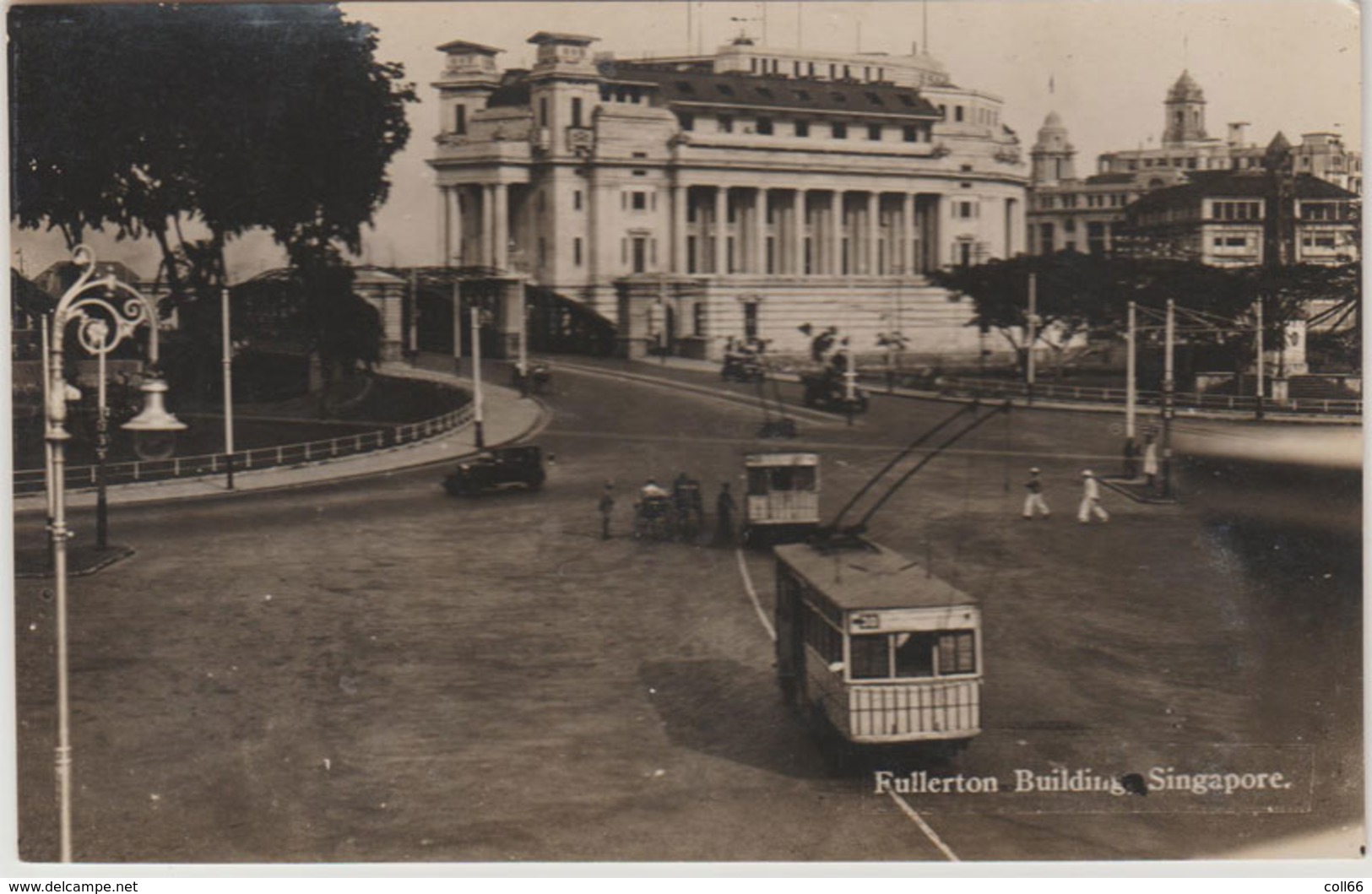 Singapore Fullerton Building Carte-photo Animée Tramways éditeur Non Précisé Dos Scanné - Singapour