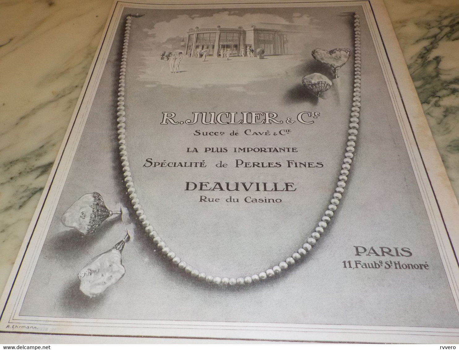 ANCIENNE PUBLICITE  BIJOUX CREATION PERLE FINES JUCLIER DEAUVILLE  1913 - Other & Unclassified