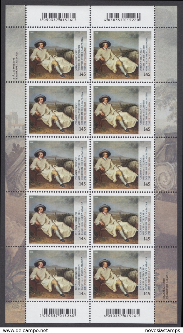 !a! GERMANY 2018 Mi. 3393 MNH SHEET(10) - Treasuries: Goethe At The Campagne - 2011-2020