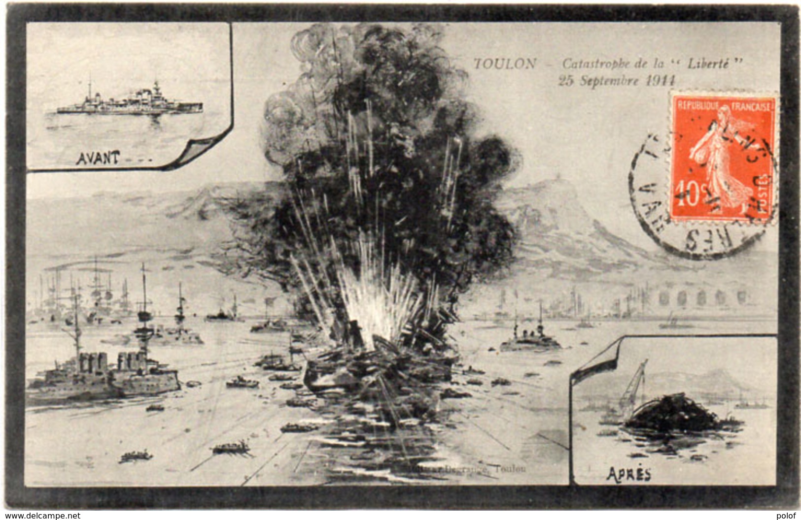 Catastrophe De La "Liberté" 25 Septembre 1911 En Rade De TOULON - Photo Avant Et Après - Texte Interessant    (106610) - Oorlog