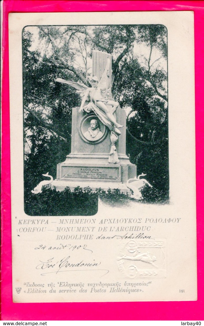 Cpa Carte Postale Ancienne  -  Corfou Monument  De L Archiduc Rodolphe - CARTE 'ENTIER POSTAL - Grèce