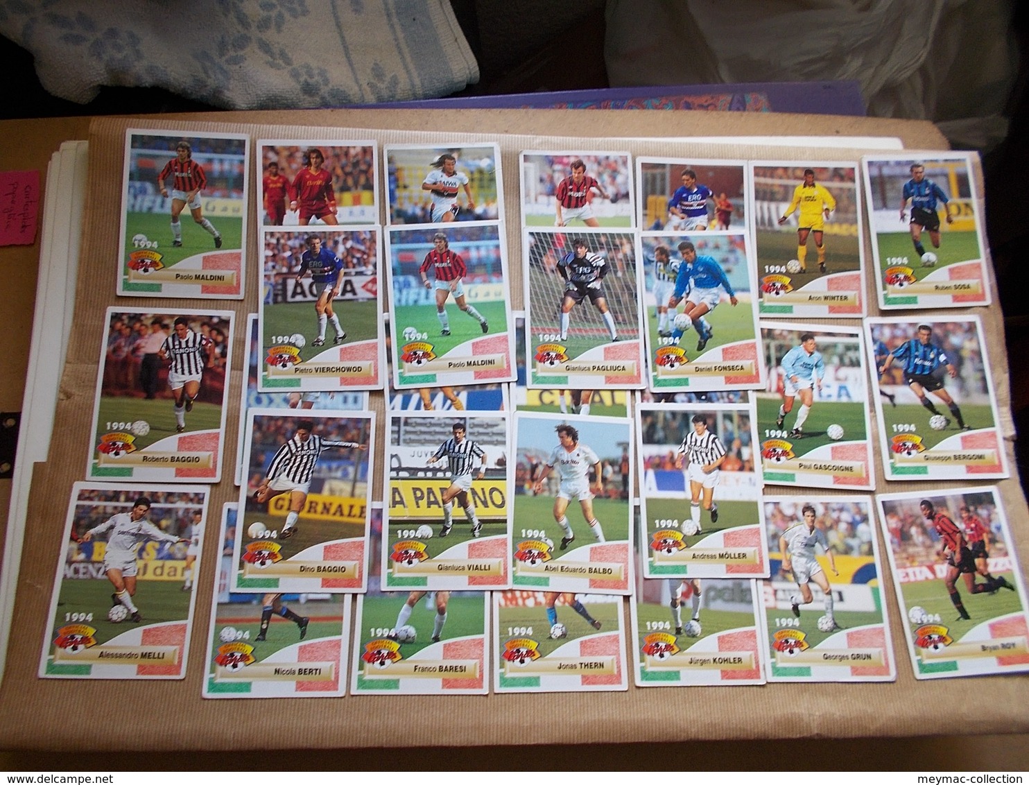 LOT FOOTBALL PANINI 1994 FOOT ITALIEN SCUDETTO MANCINI MALDINI BARESI BAGGIO SOSA DOLL VIALLI ROY KOHLER - Trading Cards