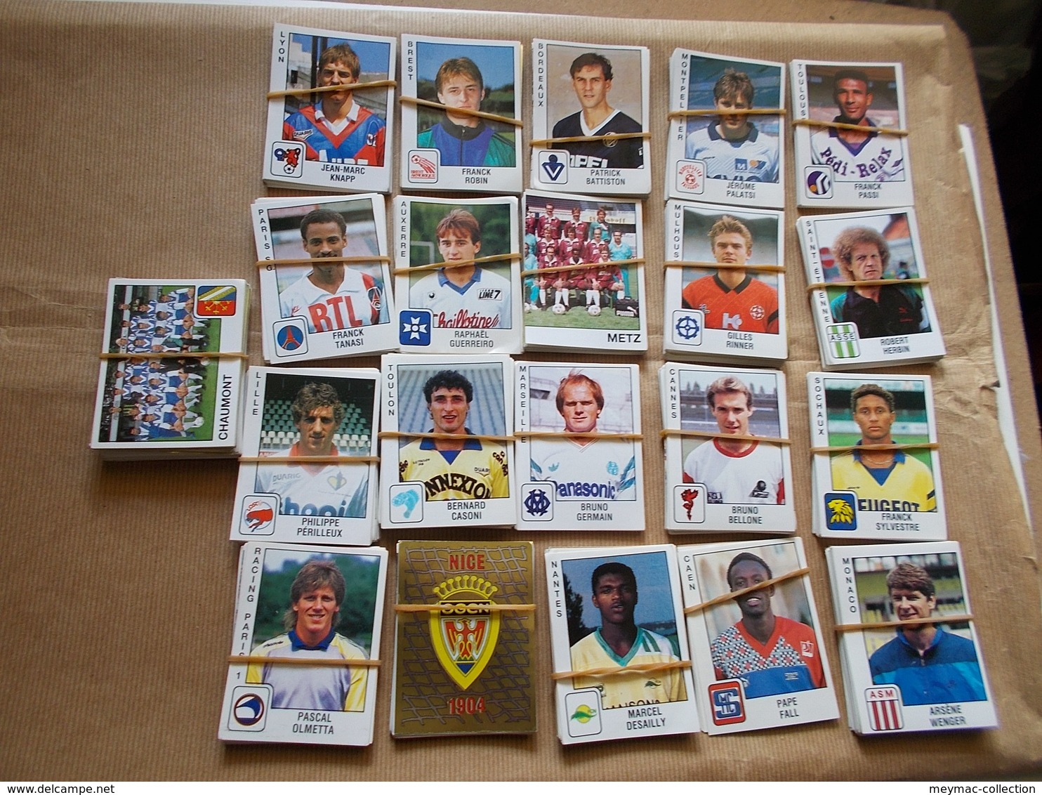 LOT FOOTBALL PANINI 1990 FOOT FRANCE MARSEILLE SAINT ETIENNE PSG CANNES LYON BORDEAUX BREST TOULON + 2E DIVISION - Trading Cards