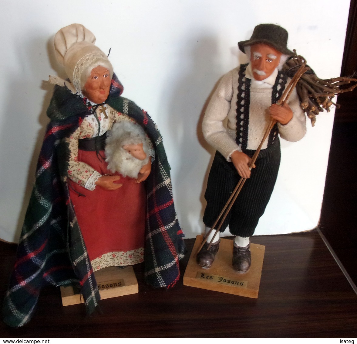 Ancien Couple De Santons De Provence Signes Les Josons - Berger Et Bergere - Santons, Provenzalische