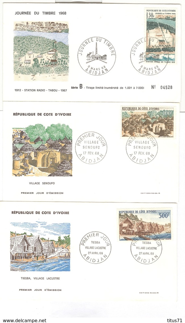 Lot De 10 FDC Côte D'Ivoire - Diverses 1967 Et 1968 - Côte D'Ivoire (1960-...)