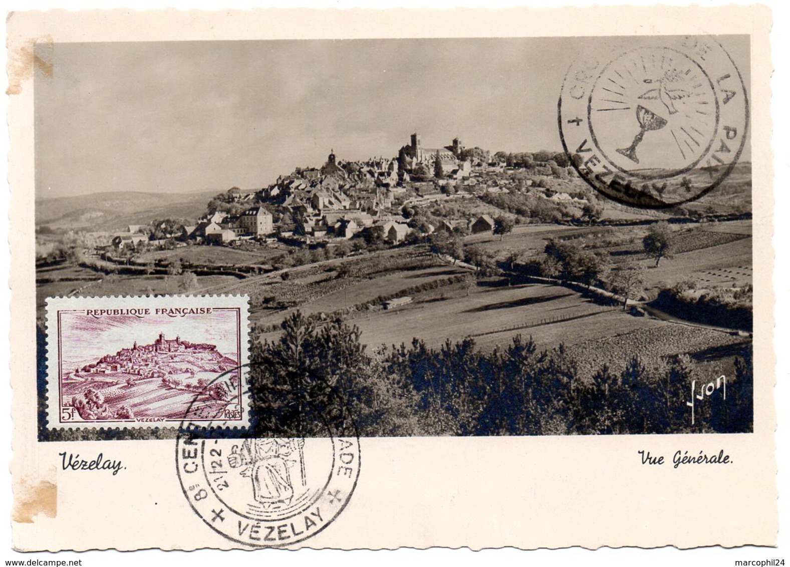 CARTE MAXIMUM FRANCE 1949 / 89 VEZELAY  = CACHET Illustré 8e CENTENAIRE / 2e CROISADE N° 759 - 1950-1959