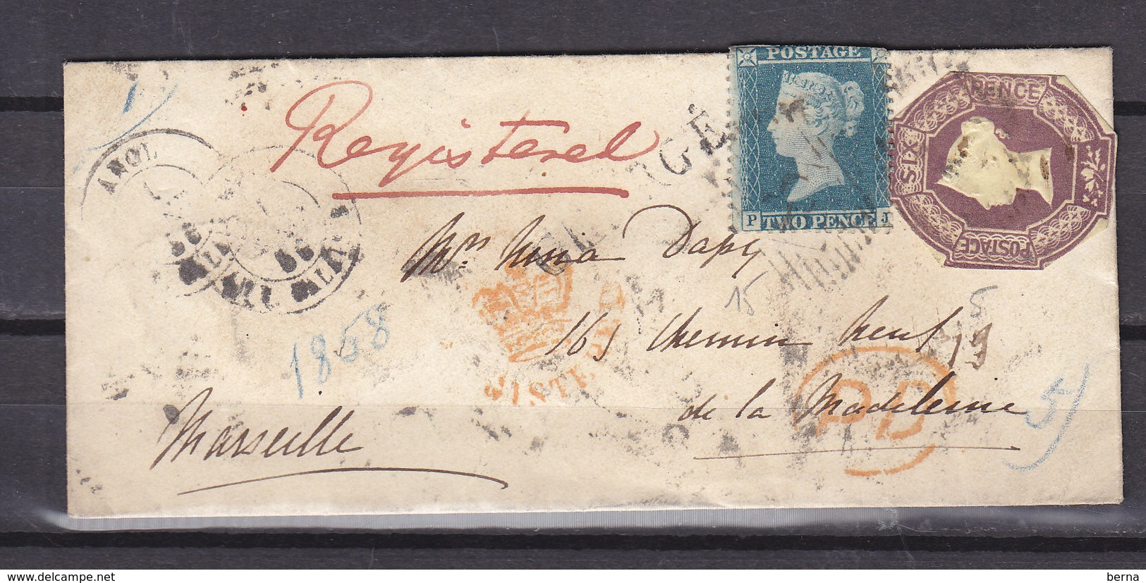 GREAT BRITAIN REGISTERED COVER- STAMPS 2nd CHOICE SCARCE - Storia Postale