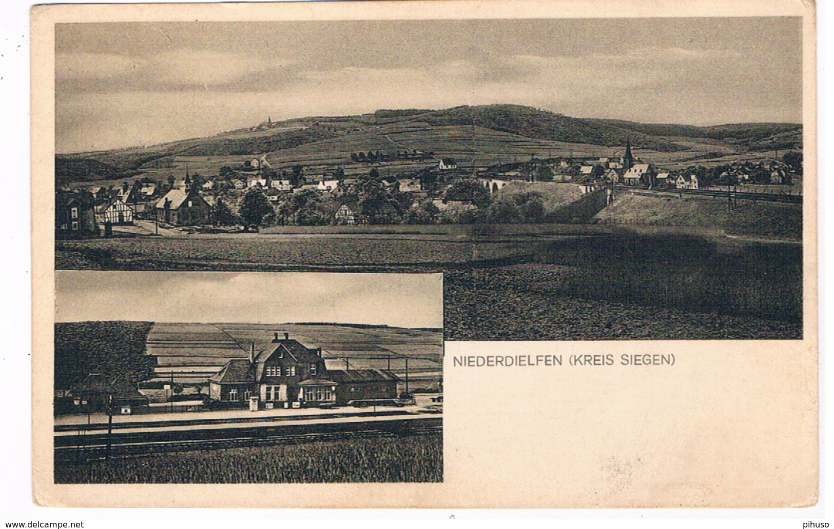 D-8448   NIEDERDIELFEN: Panorama And Bahnhof - Siegen