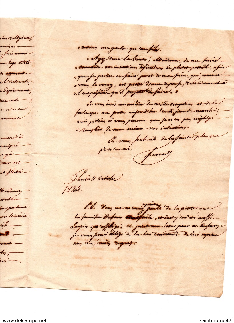 64 - PAU . NAVARRENX . LETTRE ADRESSÉE AU COLONEL DE ROBY LE 11 OCTOBRE 1824 - Réf. N°110F - - Manuscrits