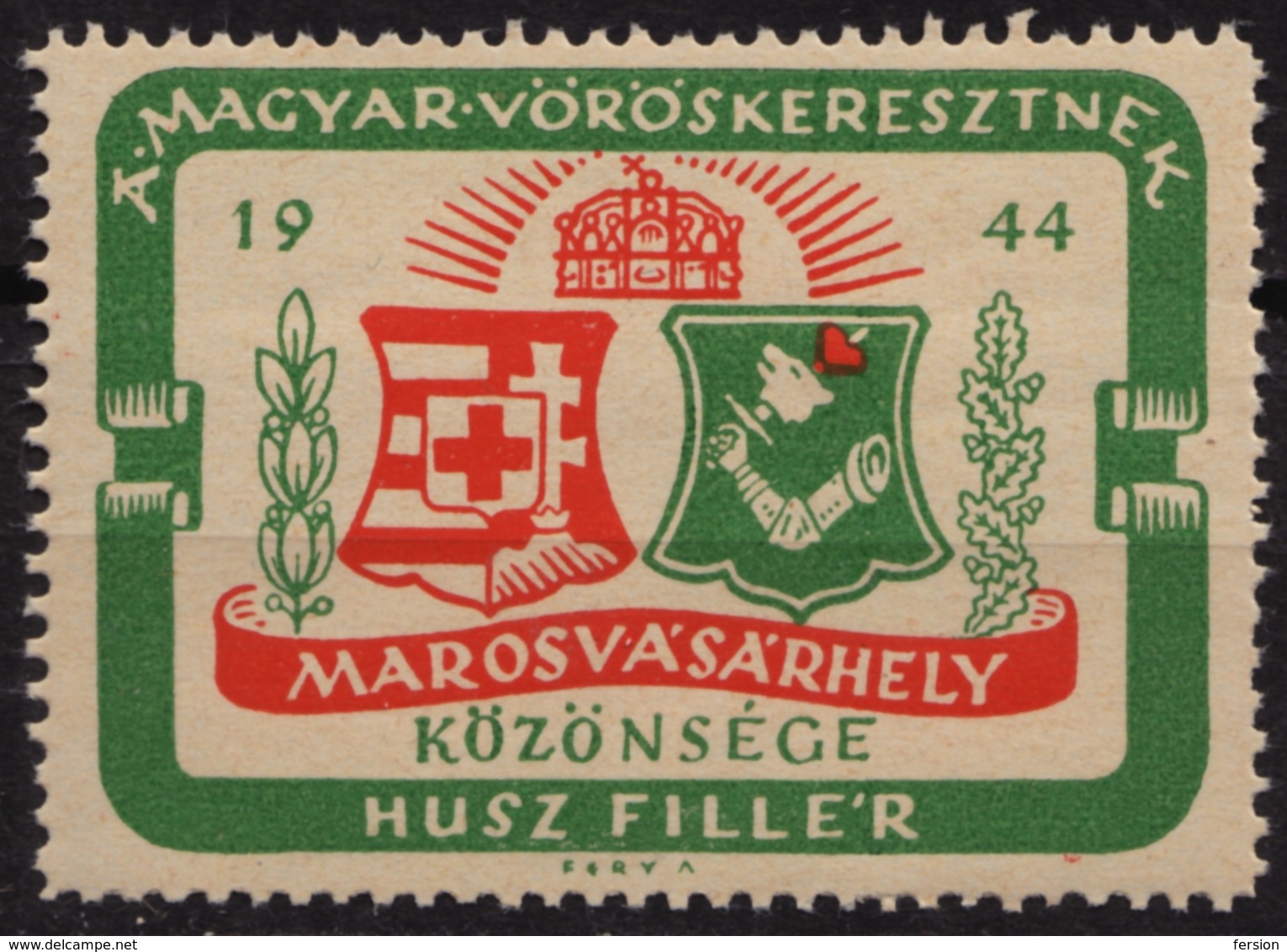 Marosvásárhely Târgu Mureș 1944 HUNGARY Red Cross Romania Erdély Transylvania Occupation Vignette Label Cinderela - Transylvanie