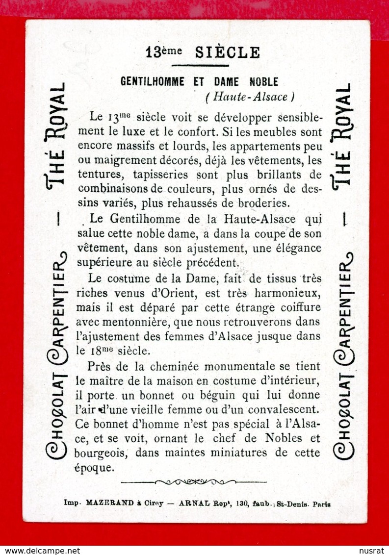 Chocolat Carpentier, Thé Royal, 13ème Siècle, Gentilhomme & Dame Noble - Other & Unclassified
