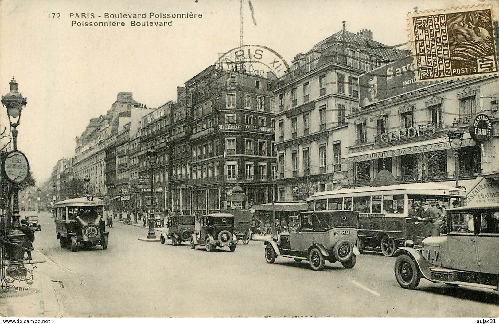 Dép 75 - Voitures - Automobile - Autobus - Paris - Arrondissement 02 Ou 09 - Boulevard Poissonnière - 2 Scans - état - Arrondissement: 02