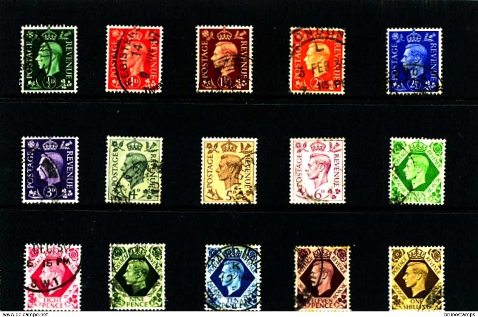 GREAT BRITAIN - 1937-47  KGVI DARK COLOURS   SET  FINE USED - Usati