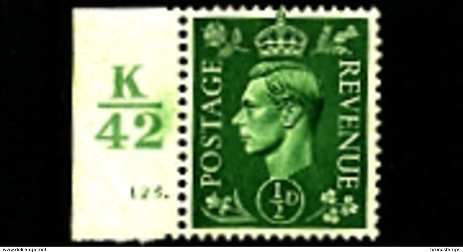 GREAT BRITAIN - 1941  KGVI   1/2d  LIGHT COLOURS  CONTROL  K42  MINT NH - Ongebruikt