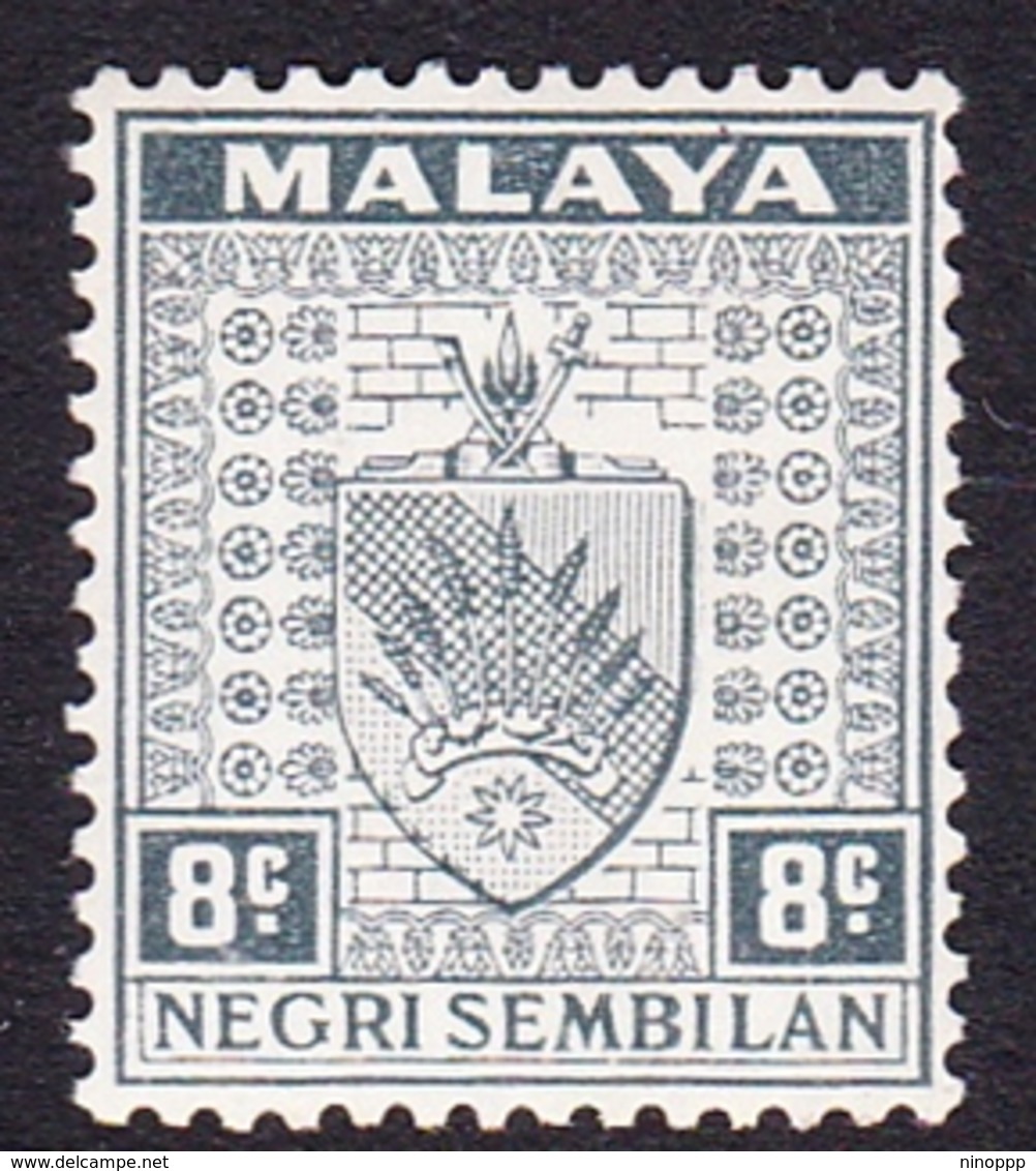Malaysia-Negri Sembilan SG 29 1935 Arms, 8c Grey, Mint Hinged - Negri Sembilan