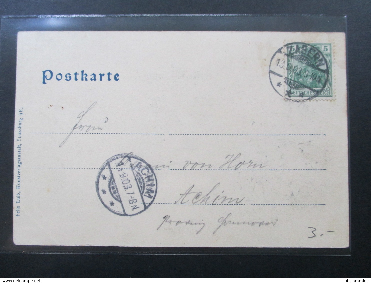 AK Elsass 1903 Hohbarr Stempel Zabern. Felix Luib, Kunstverlagsanstalt Strassburg - Elsass