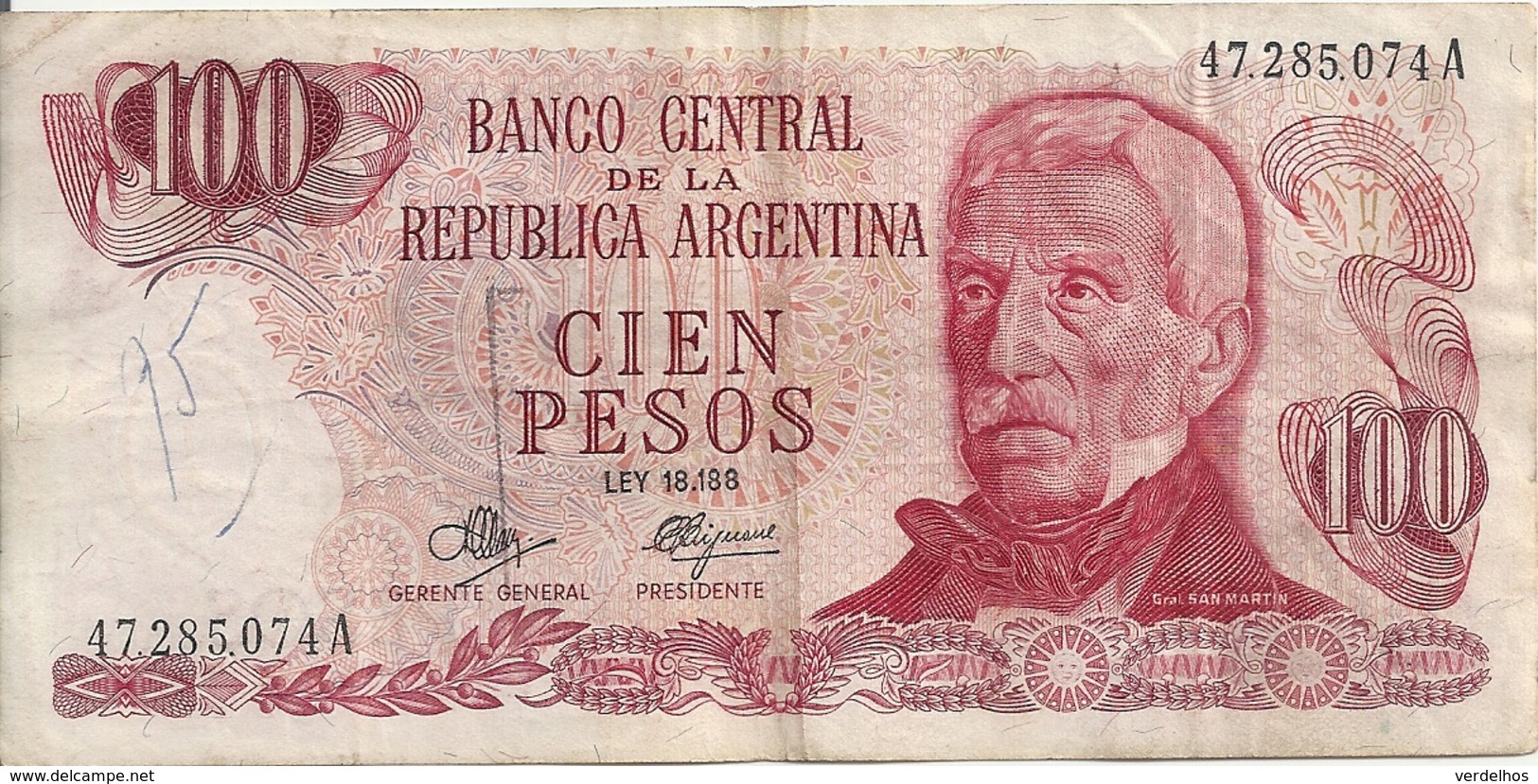 ARGENTINE 100 PESOS ND1971-73 VF P 291 - Argentine