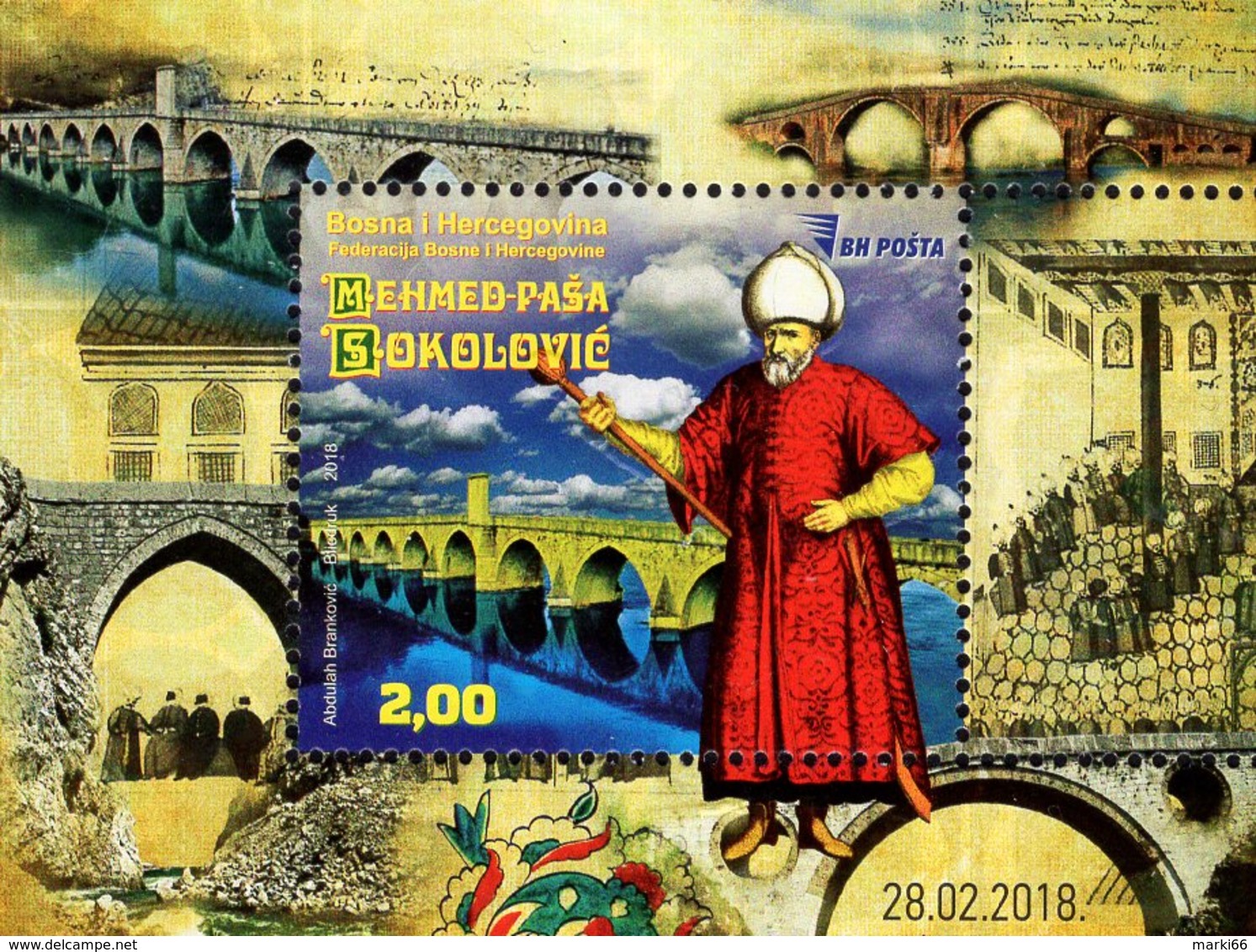 Bosnia & Herzegovina - Sarajevo - 2018 - Mehmed-Pasha Sokolovic - Mint Souvenir Sheet With Varnish And Embossing - Bosnia Erzegovina