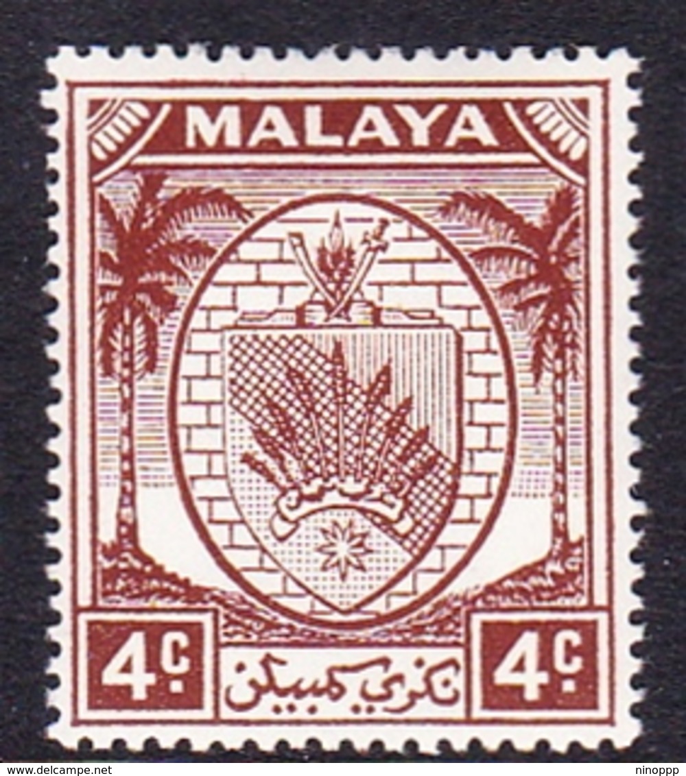 Malaysia-Negri Sembilan SG 45 1949 Arms, 4c Brown, Mint Hinged - Negri Sembilan