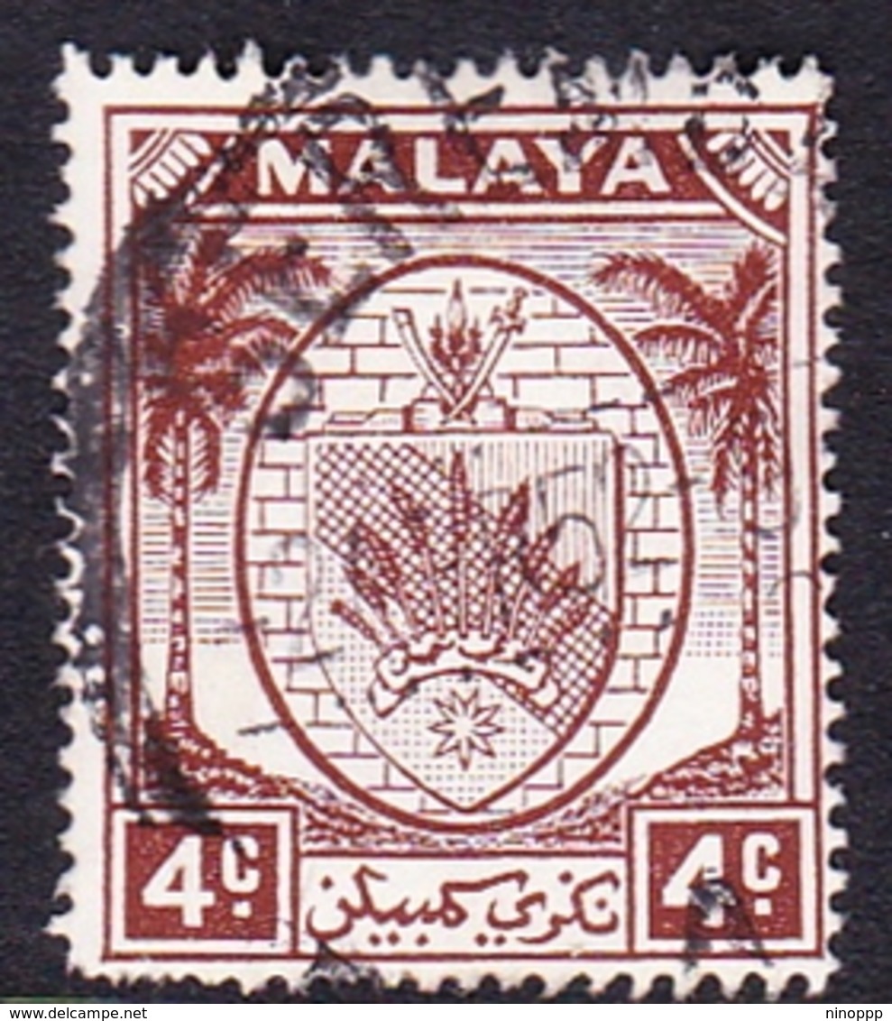 Malaysia-Negri Sembilan SG 45 1949 Arms, 4c Brown, Used - Negri Sembilan