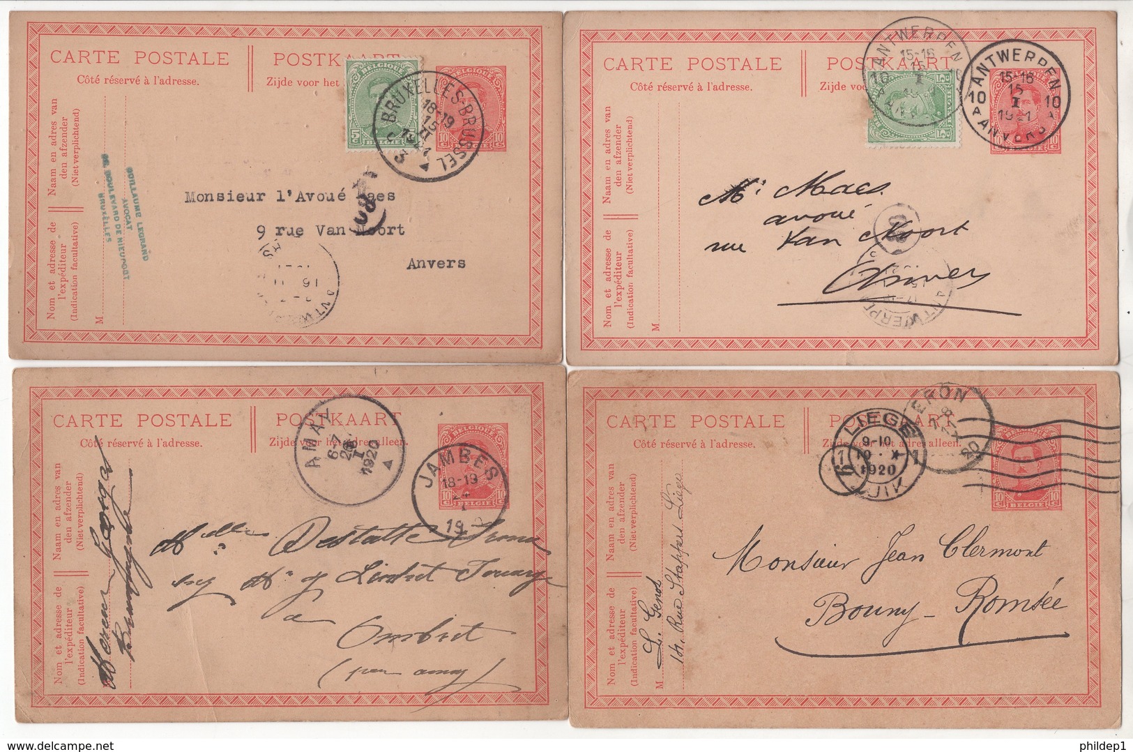 Belgique . 1 X 54 (A Ou B?) Et 5 X 56. Ayant Circulé - Postcards 1909-1934